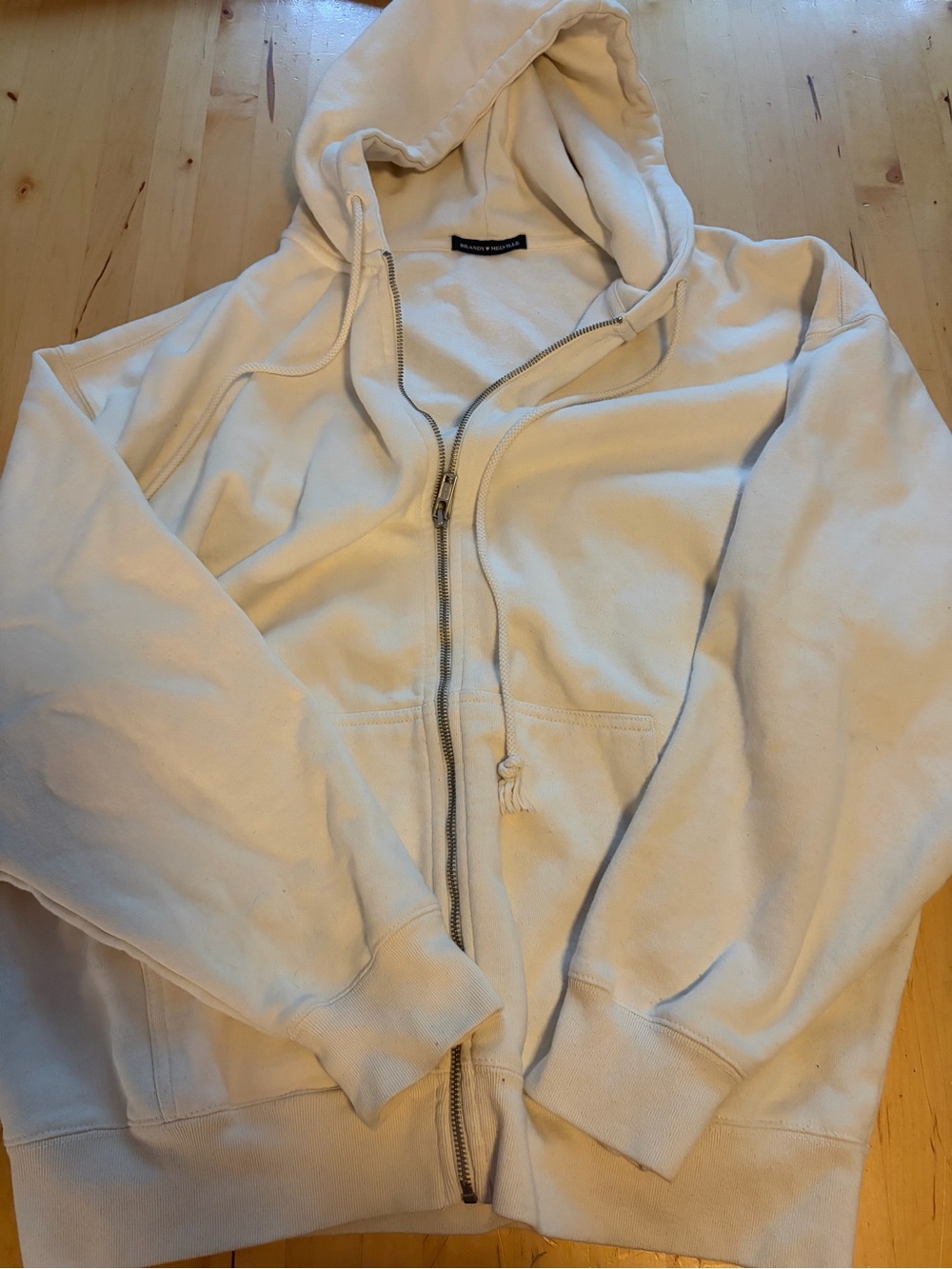 Women’s  Zip-Up Hoodie Sweatshirt - Cream